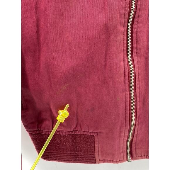 TOPMAN Men's Burgundy Mandarin-Collar Long Sleeve Zip-Up Bomber Jacket SZ S - Picture 6 of 11